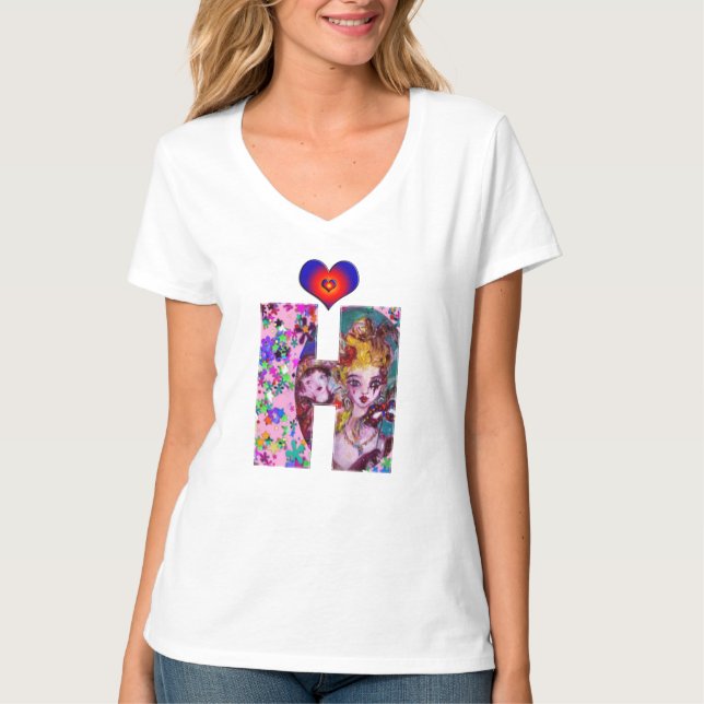 VALENTINE VENETIAN MASQUERADE MONOGRAM M LETTER T-Shirt (Front)