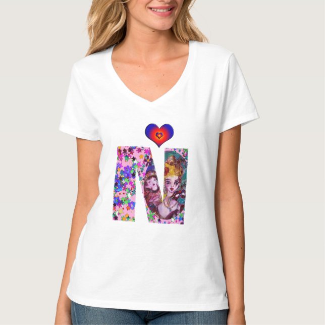 VALENTINE VENETIAN MASQUERADE MONOGRAM N LETTER T-Shirt (Front)