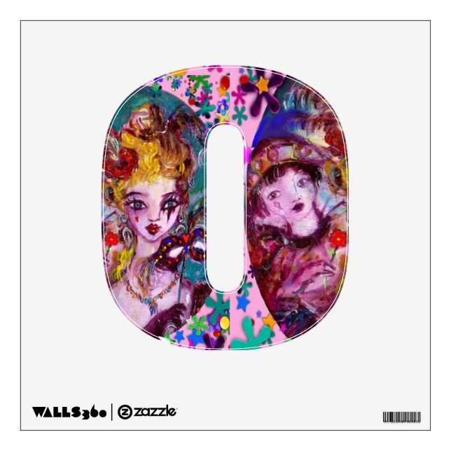 VALENTINE VENETIAN MASQUERADE MONOGRAM O LETTER WALL DECAL (Front)