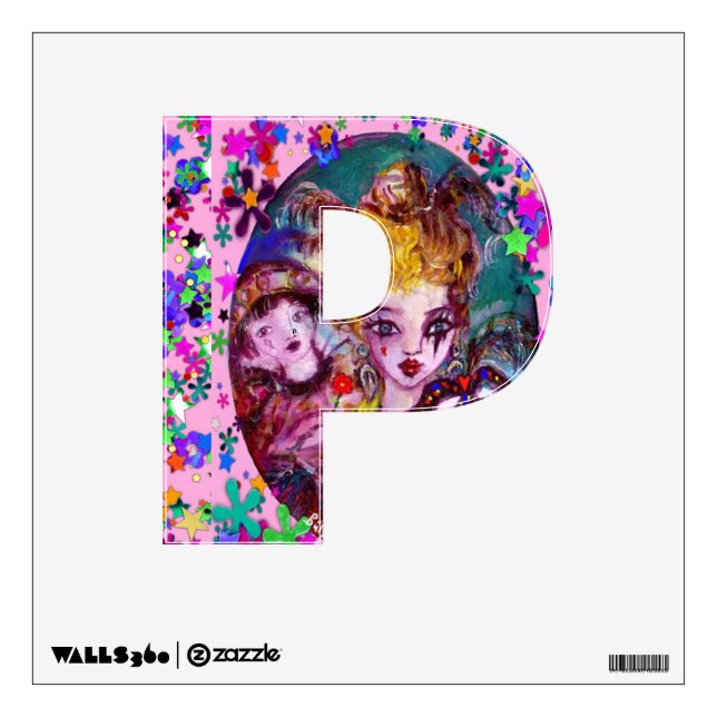 VALENTINE VENETIAN MASQUERADE MONOGRAM P LETTER WALL DECAL (Front)