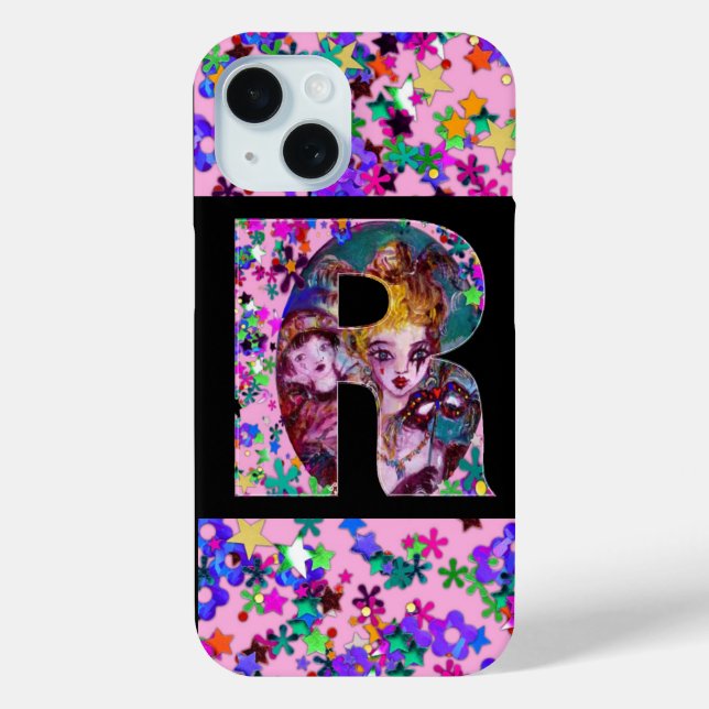 VALENTINE VENETIAN MASQUERADE MONOGRAM R LETTER Case-Mate iPhone CASE (Back)