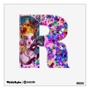 VALENTINE VENETIAN MASQUERADE MONOGRAM R LETTER WALL STICKER