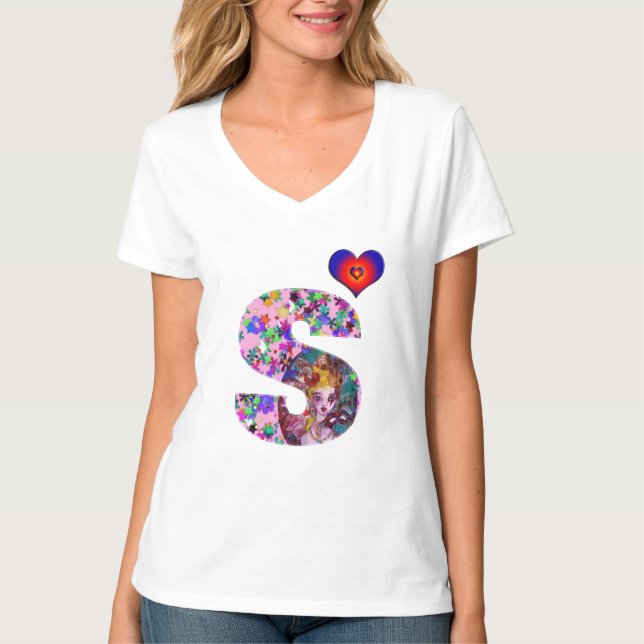 VALENTINE VENETIAN MASQUERADE MONOGRAM S LETTER T-Shirt (Front)
