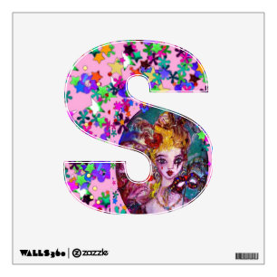 VALENTINE VENETIAN MASQUERADE MONOGRAM S LETTER WALL STICKER