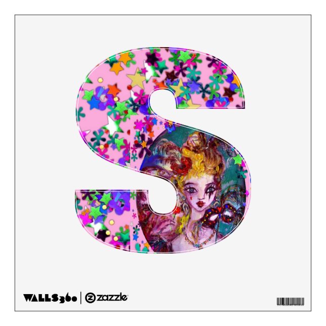 VALENTINE VENETIAN MASQUERADE MONOGRAM S LETTER WALL STICKER (Front)