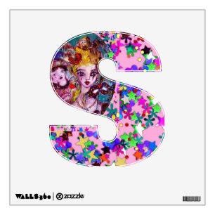 VALENTINE VENETIAN MASQUERADE MONOGRAM S LETTER WALL STICKER