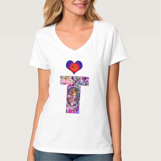 VALENTINE VENETIAN MASQUERADE MONOGRAM T LETTER T-Shirt (Front)
