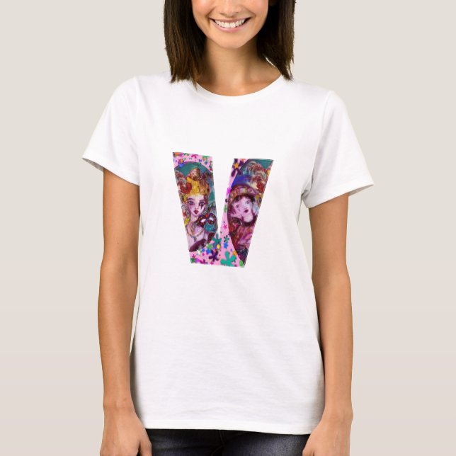 VALENTINE VENETIAN MASQUERADE MONOGRAM V LETTER T-Shirt (Front)