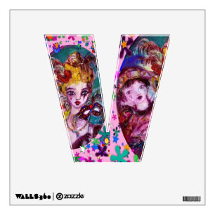 VALENTINE VENETIAN MASQUERADE MONOGRAM V LETTER WALL STICKER