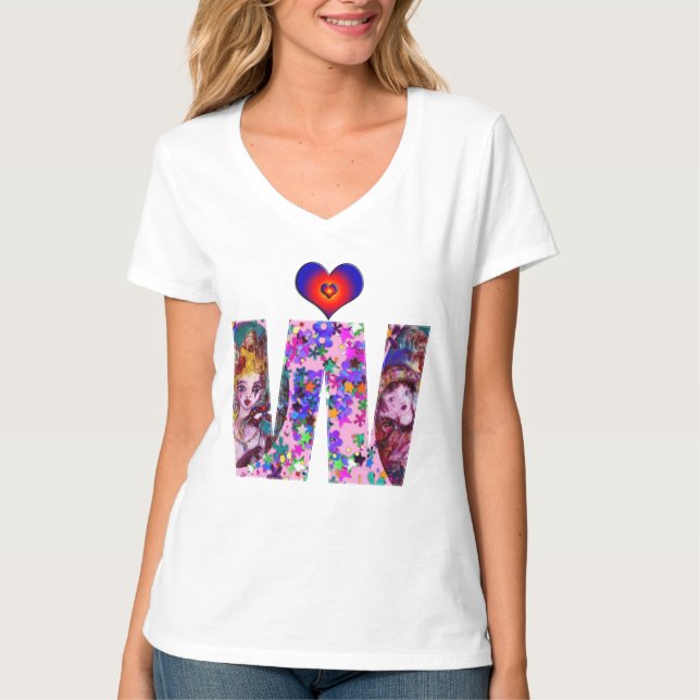 VALENTINE VENETIAN MASQUERADE MONOGRAM W LETTER T-Shirt (Front)