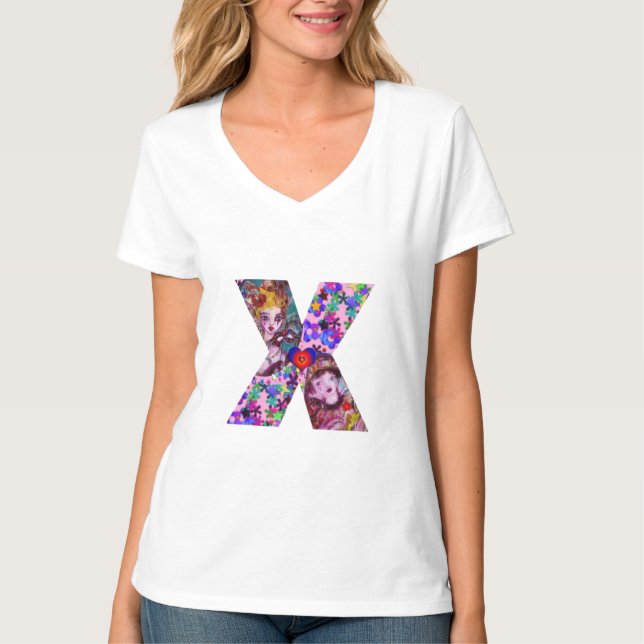VALENTINE VENETIAN MASQUERADE MONOGRAM X LETTER T-Shirt (Front)