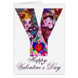 VALENTINE VENETIAN MASQUERADE MONOGRAM Y LETTER CARDS