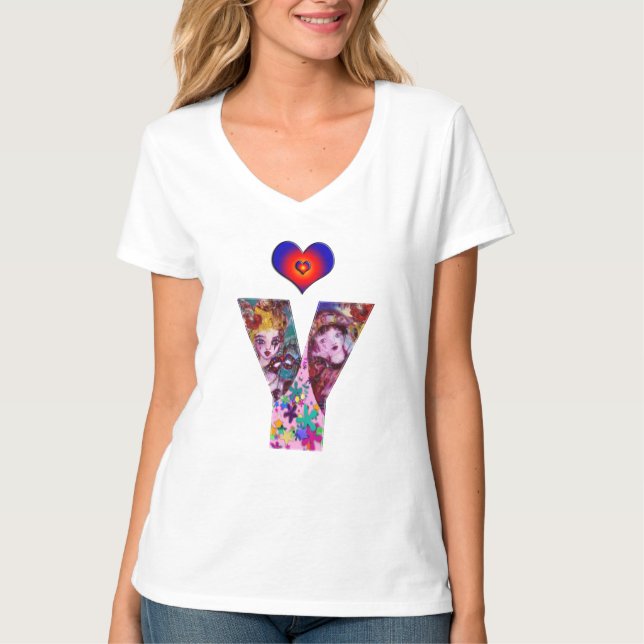 VALENTINE VENETIAN MASQUERADE MONOGRAM Y LETTER T-Shirt (Front)