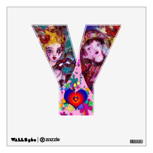 VALENTINE VENETIAN MASQUERADE MONOGRAM Y LETTER WALL DECAL