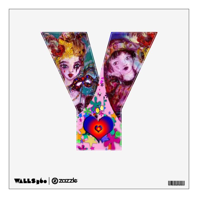 VALENTINE VENETIAN MASQUERADE MONOGRAM Y LETTER WALL DECAL (Front)