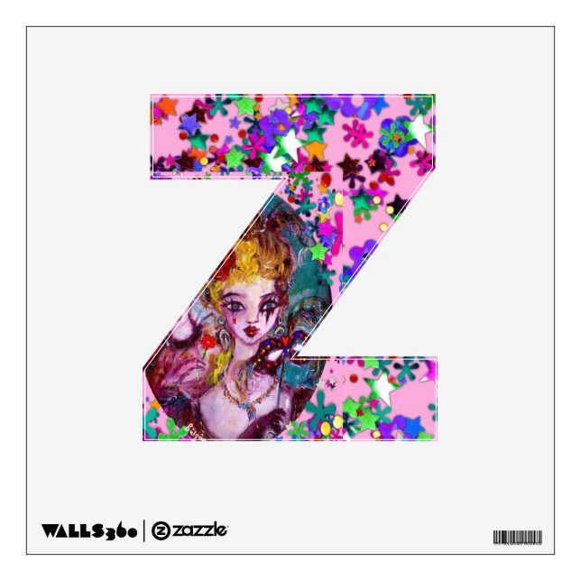 VALENTINE VENETIAN MASQUERADE MONOGRAM Z LETTER WALL DECAL (Front)