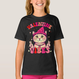 Valentine Vibes Cute Pink American Shorthair Cat  T-Shirt