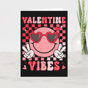 Valentine Vibes Groovy Smile Face Girls Women Kid  Card
