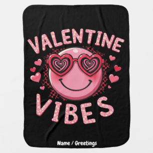 Valentine Vibes Hippie Valentines Day Groovy Retro Baby Blanket