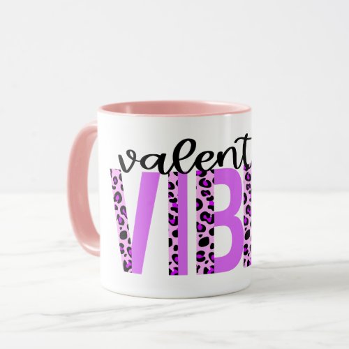 Valentine Vibes Purple Pink Black Animal Print Mug