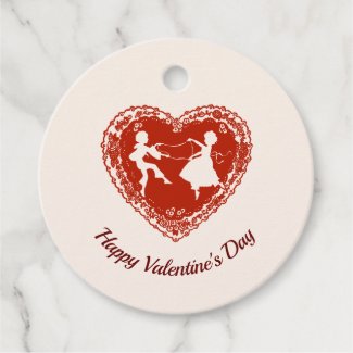 Valentine, Vintage Cutwork Doily Silhouette Favor Tags