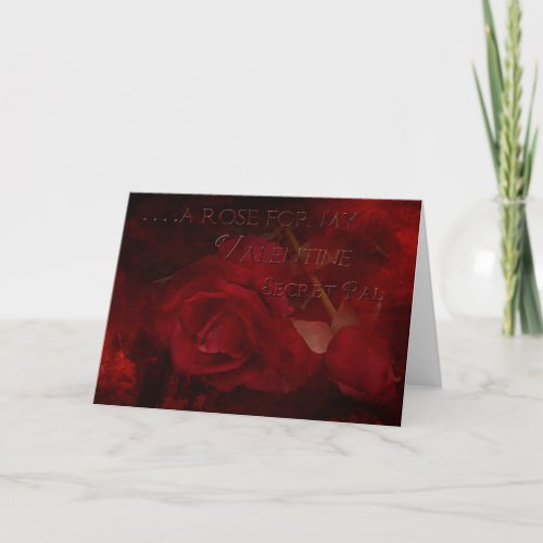 Valentine Vintage Rose Secret Pal Holiday Card