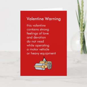 Valentine Warning - a funny Valentine's Day poem Holiday Card