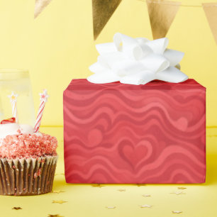Valentine Wavy Hearts Gift Wrap   Retro Groovy 