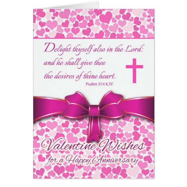 Valentine Wedding Anniversary, Psalm 37:4 Verse Cards (Front)