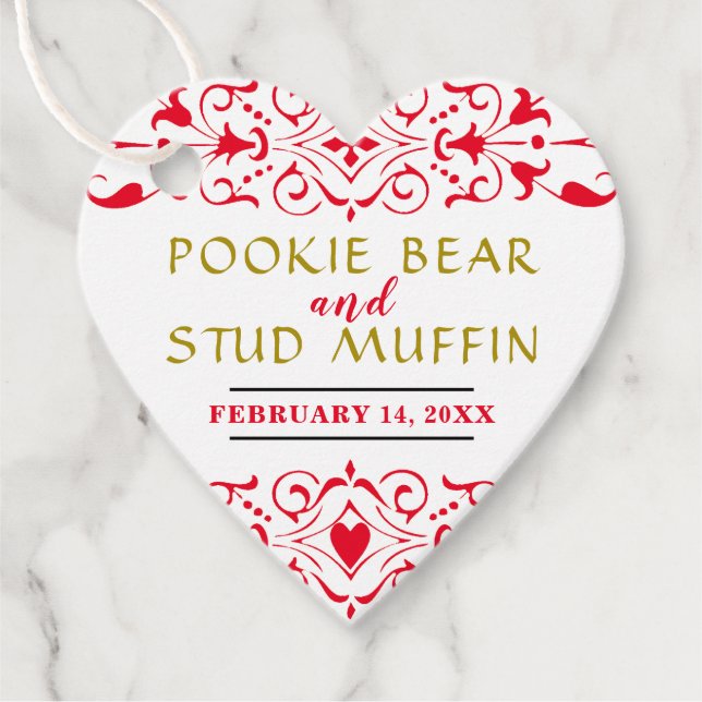 Valentine Wedding Guest Favor Tags (Front)