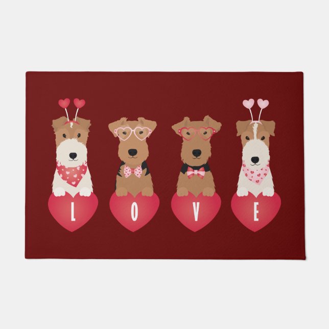 Valentine Welsh Wire Fox Terrier Dogs Doormat (Front)