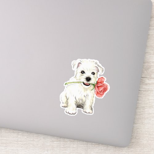 Valentine West Highland White Terrier Vinyl Sticker