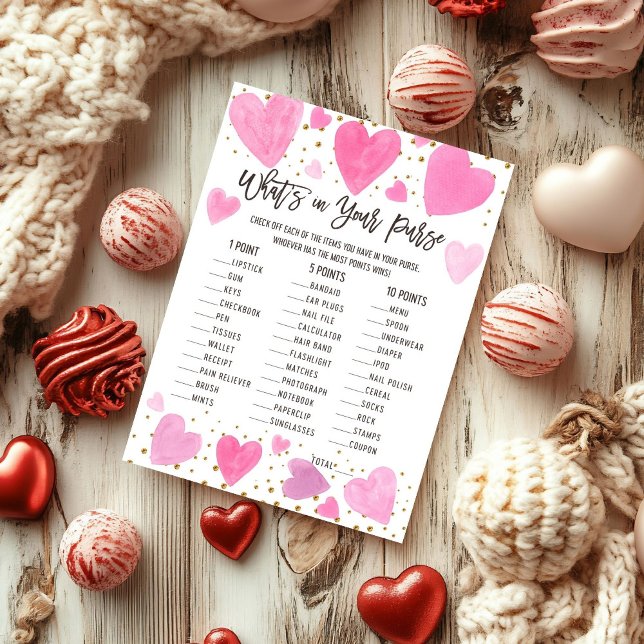 Valentine what on your purse baby shower game card (Creator Uploaded)