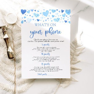 Valentine What's On Your Phone Baby Shower Game Invitation