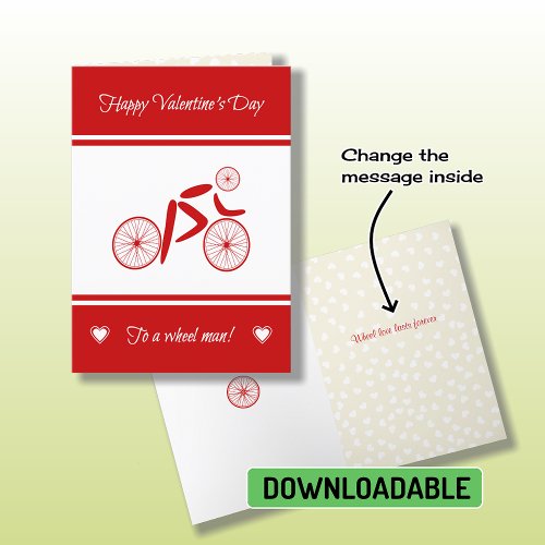 Valentine wheel man hearts holiday card