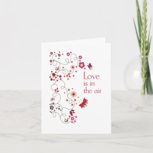 Valentine Whimsical Flowers Card (Front)