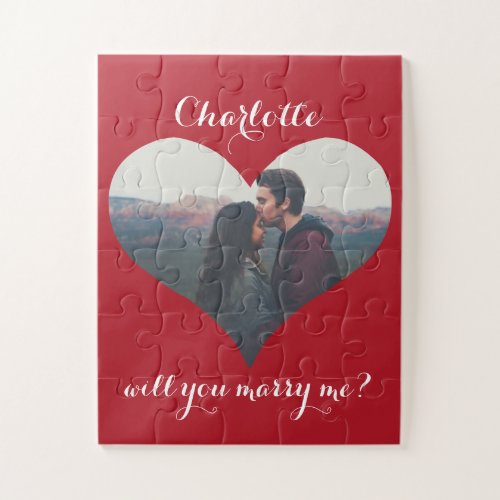 Valentine Will You Marry Me Proposal Heart Photo Jigsaw Puzzle