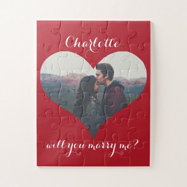 Valentine Will You Marry Me Proposal Heart Photo Jigsaw Puzzle (Vertical)