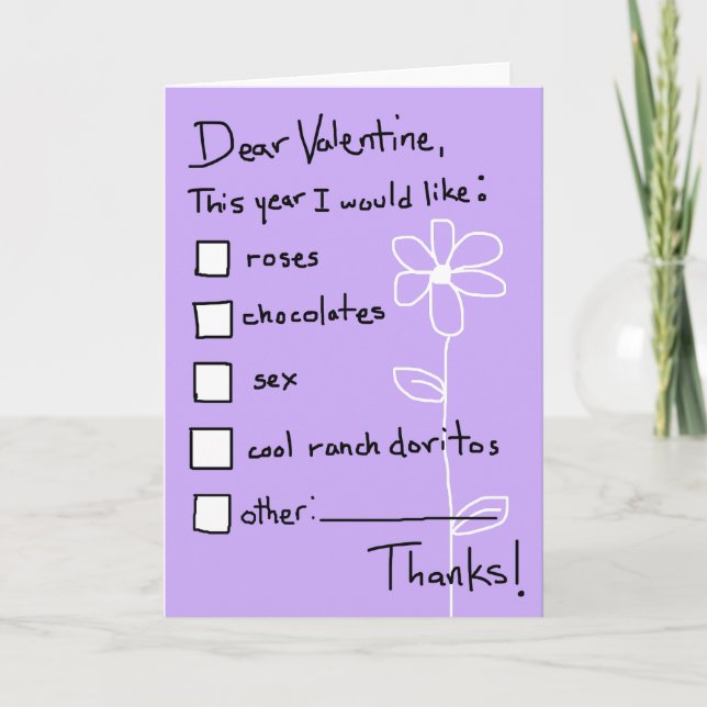 Valentine Wish List Holiday Card (Front)
