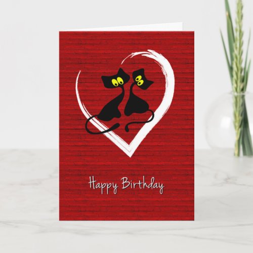 Valentine with Black Cats in Heart Card