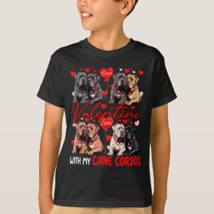 Valentine With My Cane Corsos Couple Dogs Costume  T-Shirt