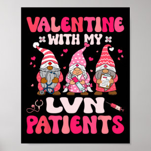 Valentine With My Lvn Valentines Day Gnome Nurse Poster
