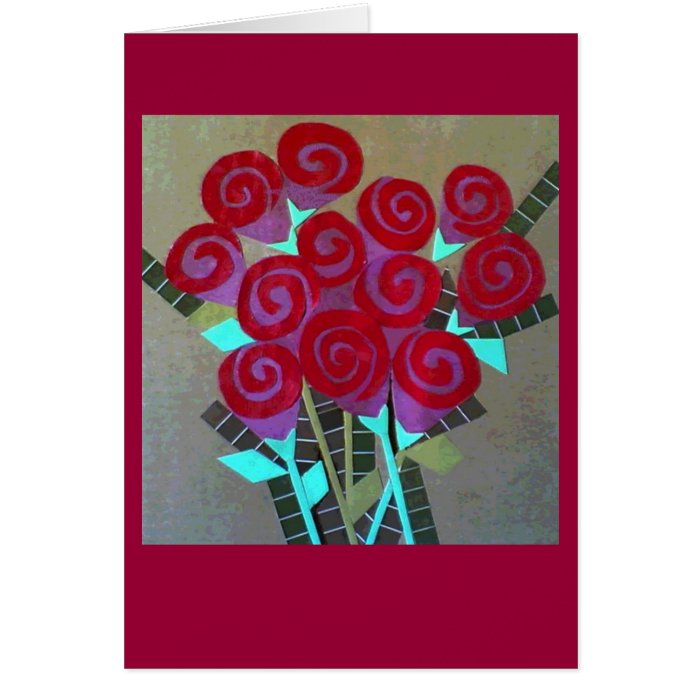 Valentine with Paper Roses Greeting Card