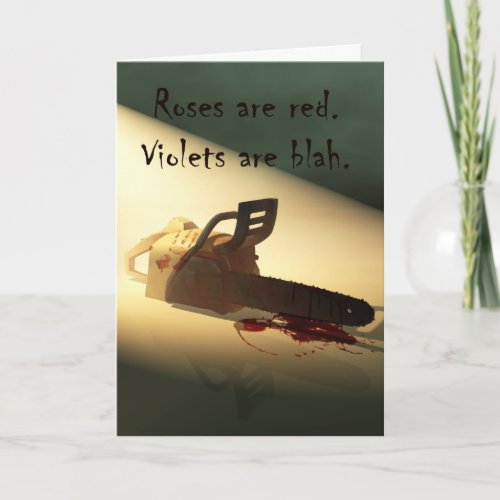 Valentine with Zombie Chainsaw Holiday Card