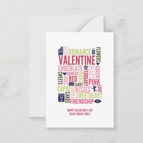 Valentine Words Classroom Valentine Card 100pk