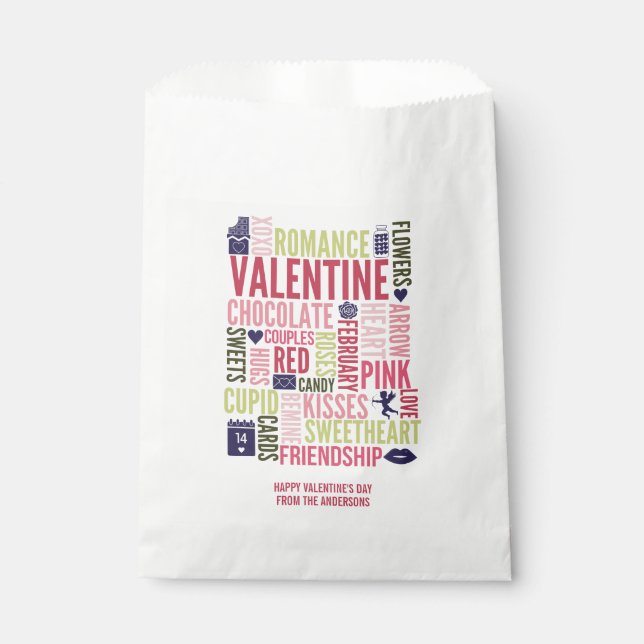 Valentine Words Valentine's Day Favor Bag (Front)