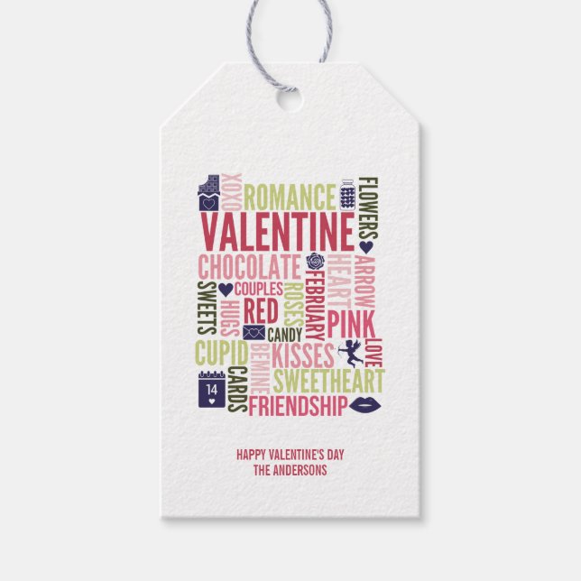 Valentine Words Valentine's Day Gift Tag (Front)