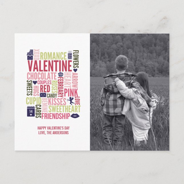 Valentine Words Valentine's Day Photo Postcard (Front)