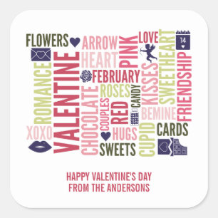 Valentine Words Valentine's Day Stickers