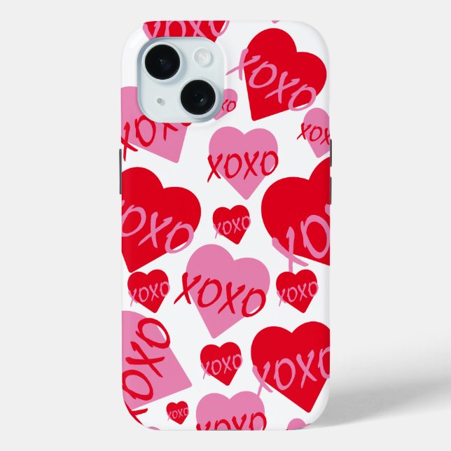 Valentine XOXO Heart Pink Red Pattern Modern White Case-Mate iPhone Case (Back)